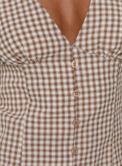 Loveliness Playsuit Brown Check