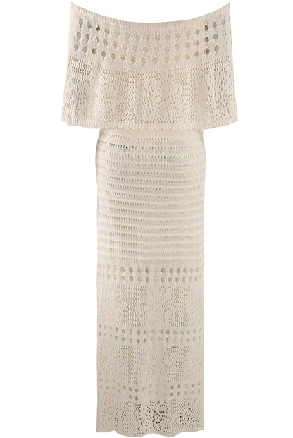 Crochet Overlay Bandeau Maxi Dress