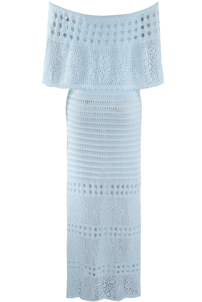 Crochet Overlay Bandeau Maxi Dress