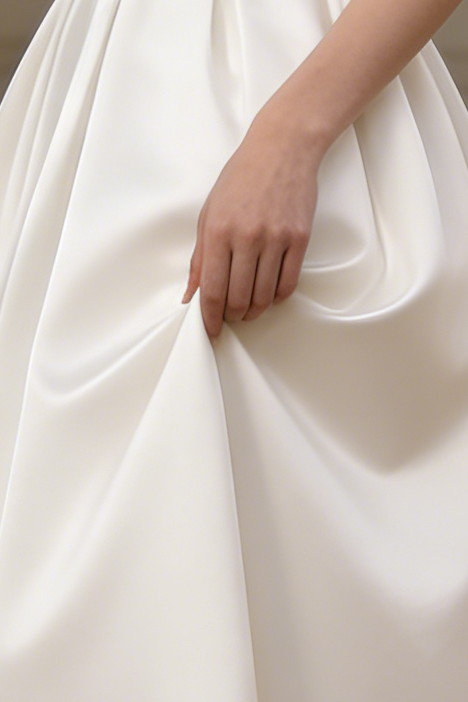 Sharon White Square Neck Satin Midi Wedding Dress