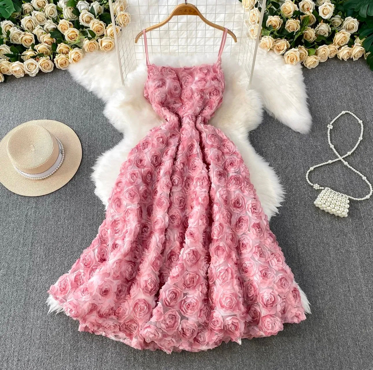 Briar Floral Midi Dress In Pink
