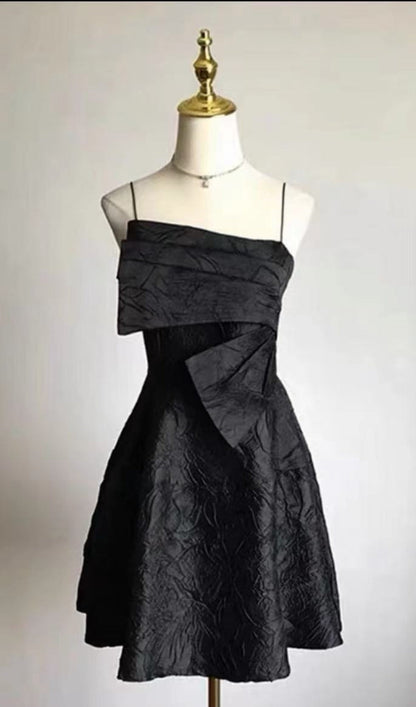 Black Strappy Mini Dress - Backless Party Dress with Adjustable Straps