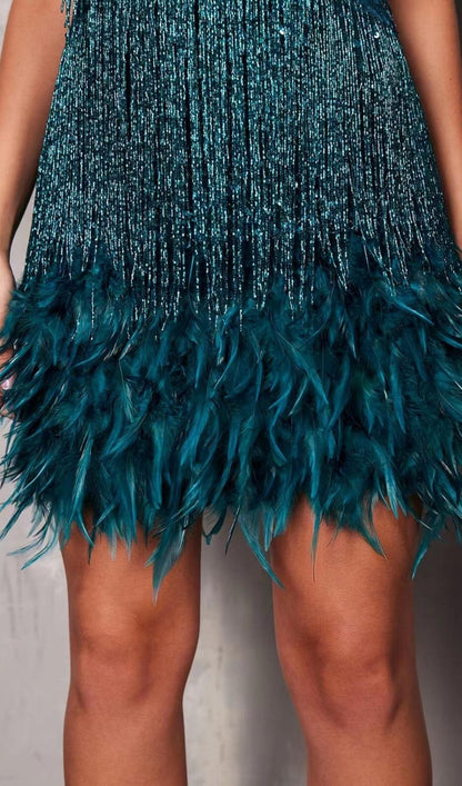 Pink Tassel Feather Mini Dress - Glamorous Party Dress