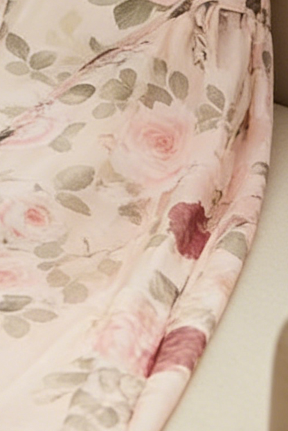 Sleeveless Rose Print Mesh Maxi Dress
