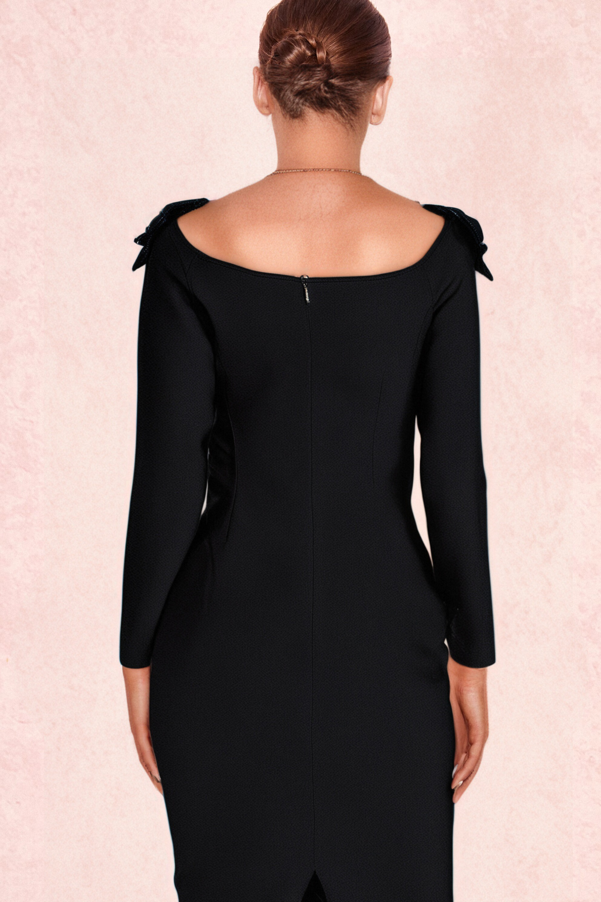 RUBIDES DIAMOND BANDAGE MIDI DRESS IN BLACK