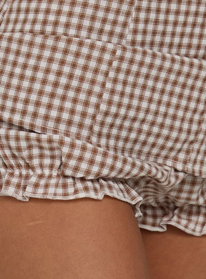 Loveliness Playsuit Brown Check