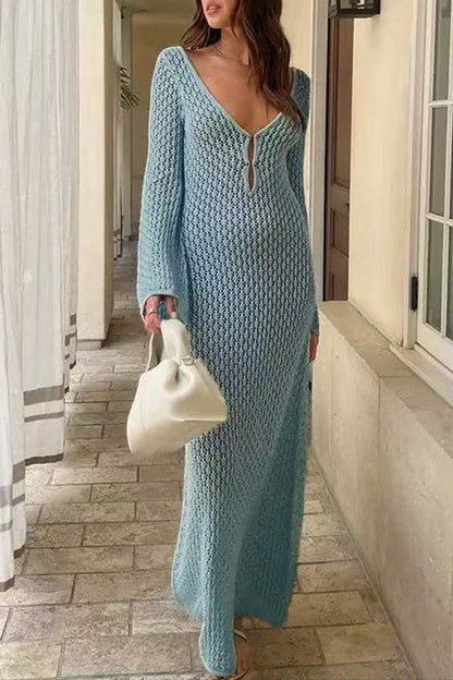 Eyelet Knit Maxi Dress