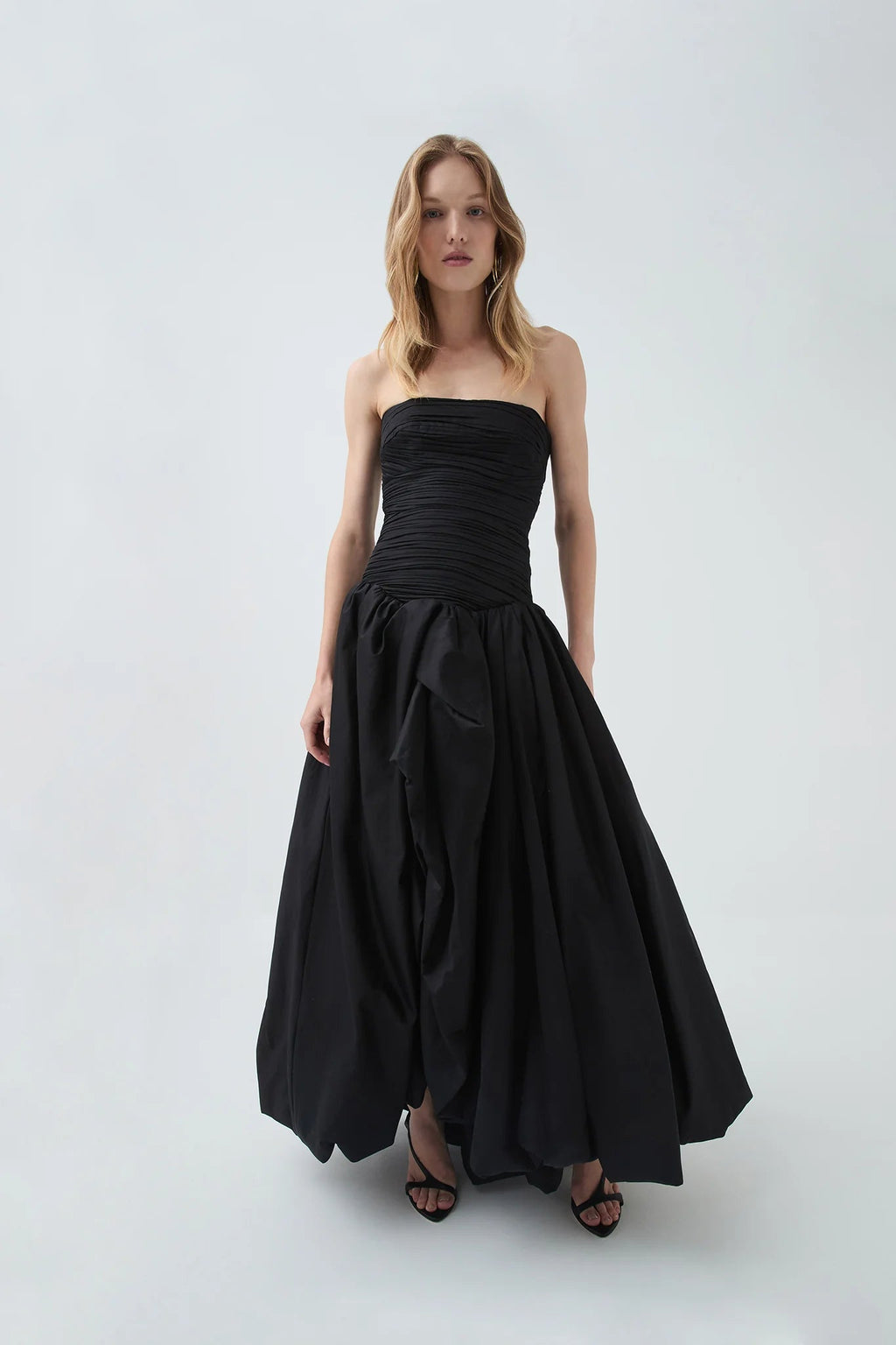 nancy Bubble Hem Maxi Dress in black