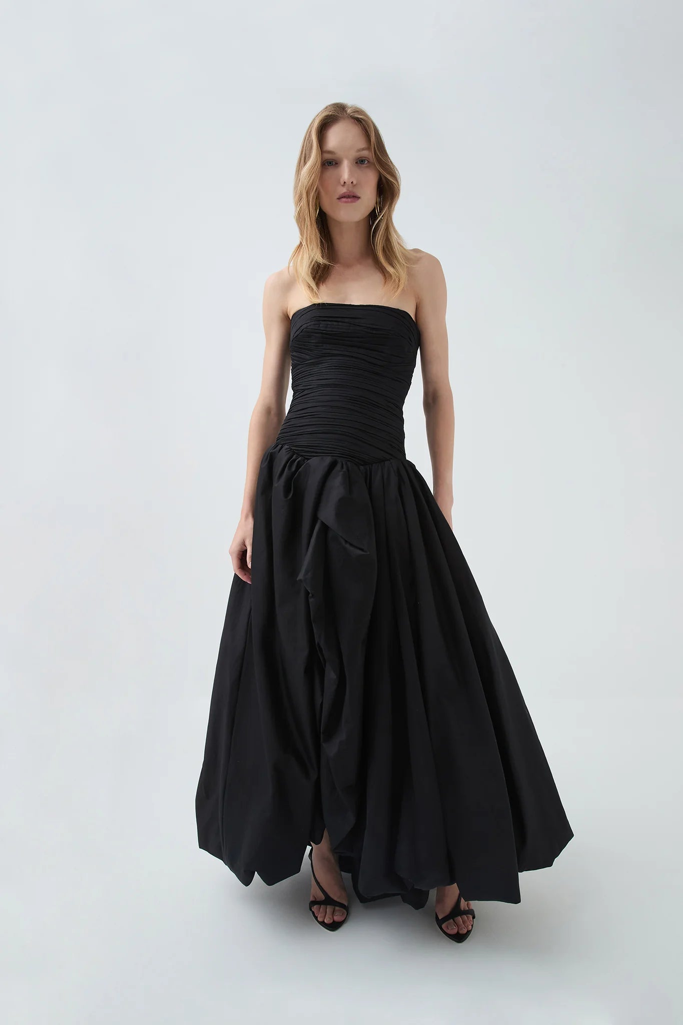 nancy Bubble Hem Maxi Dress in black