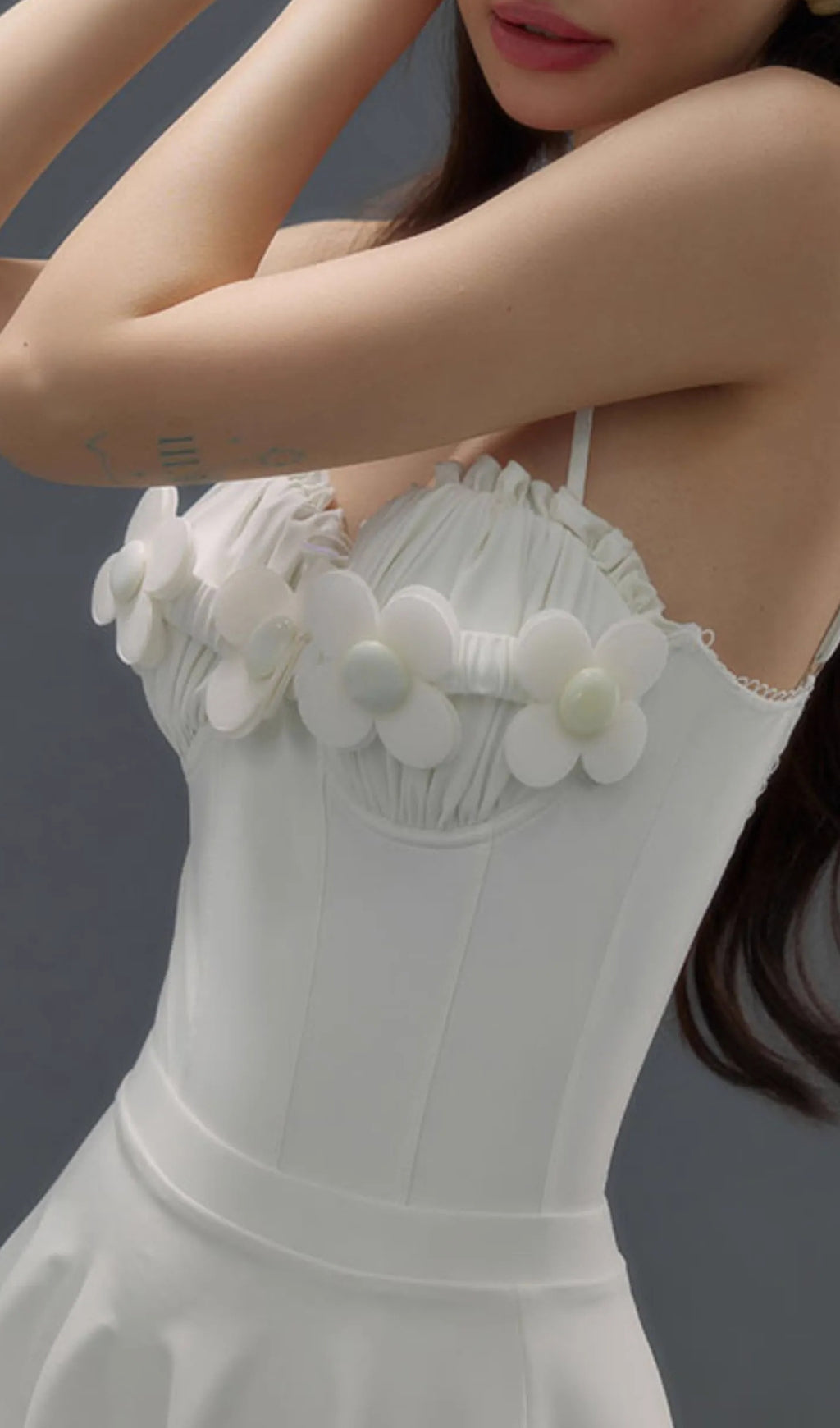 Deance White Flower One-Piece Swimsuit & Skirt