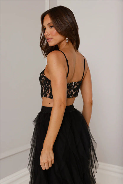 Lace Tulle Set in Black
