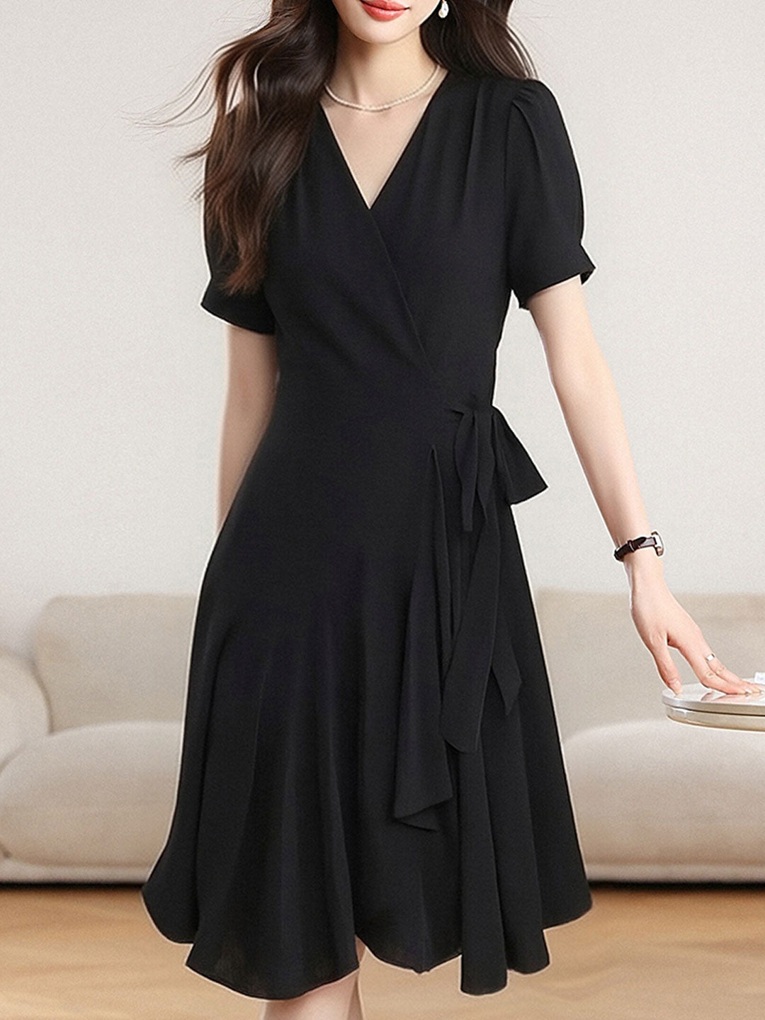 Abigail Cute V-Neck Floral Printed Dress