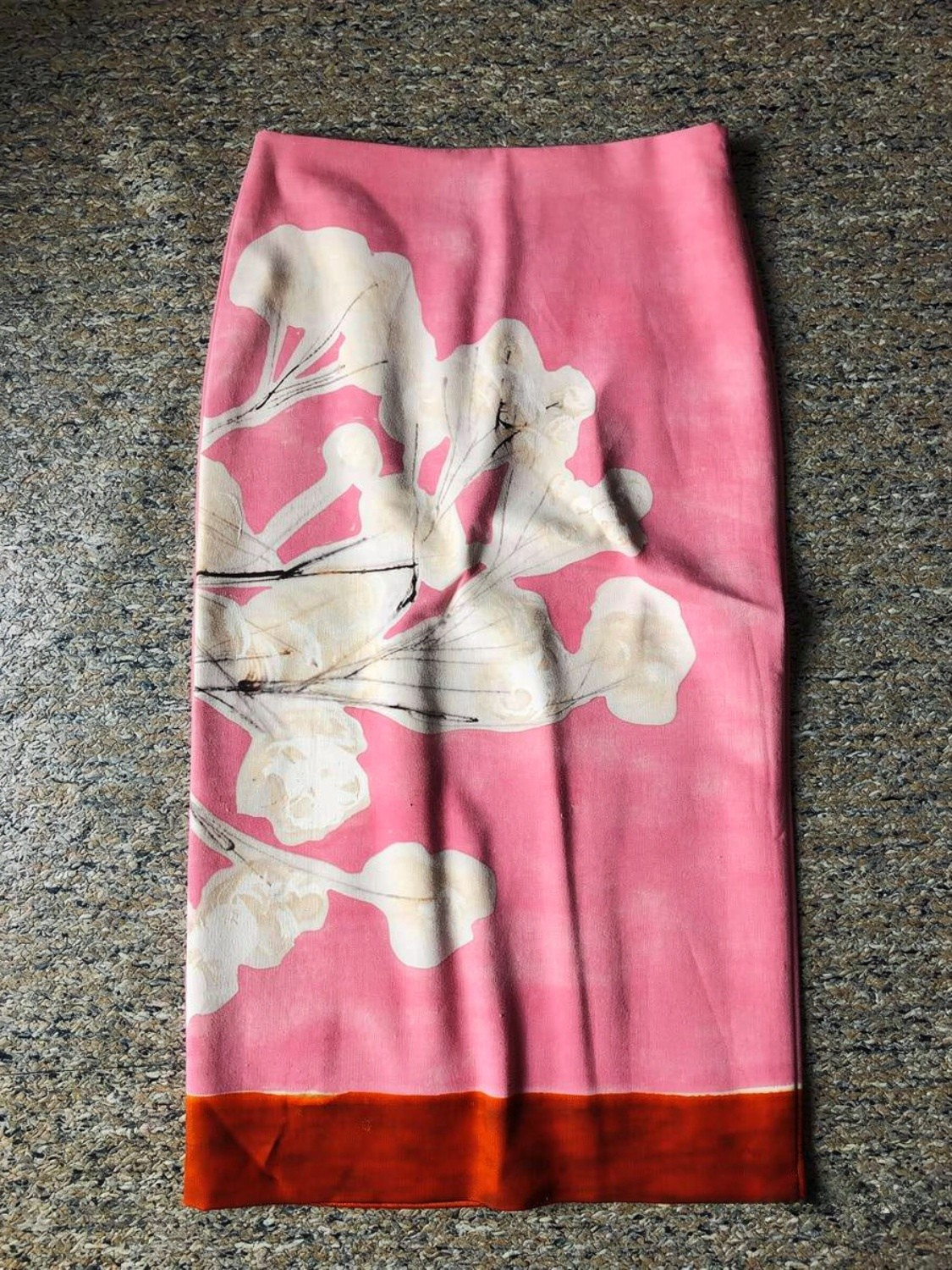 Floral print linen blend midi skirt - pink