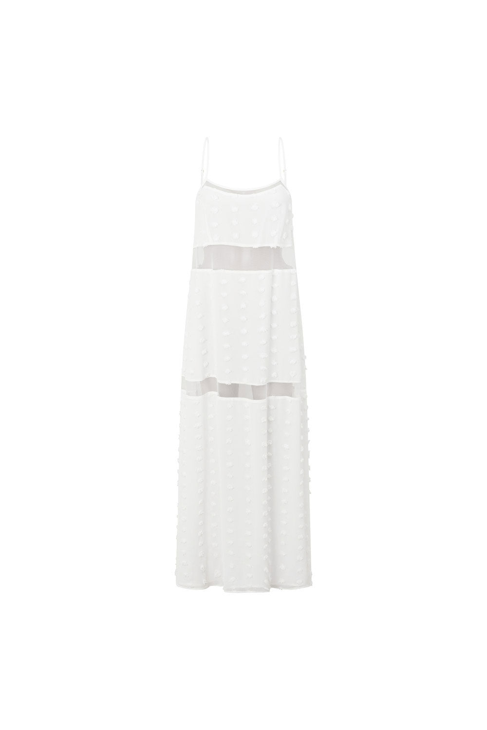 Floral cutout slip with layers maxi dress - white