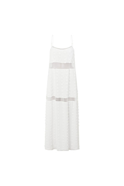 Floral cutout slip with layers maxi dress - white