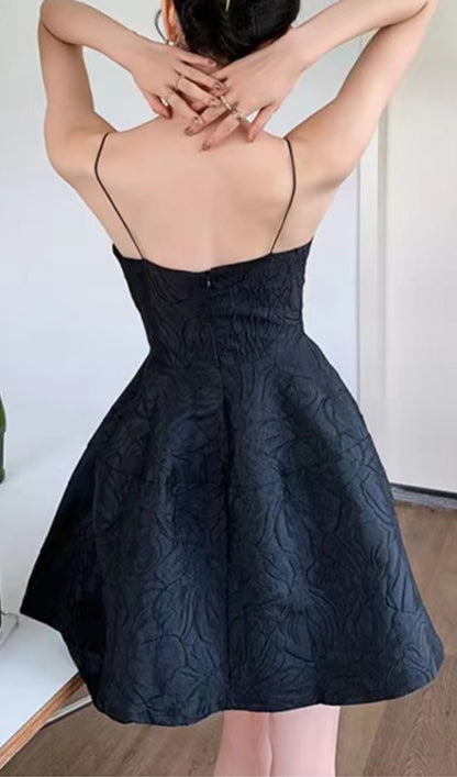 Black Strappy Mini Dress - Backless Party Dress with Adjustable Straps