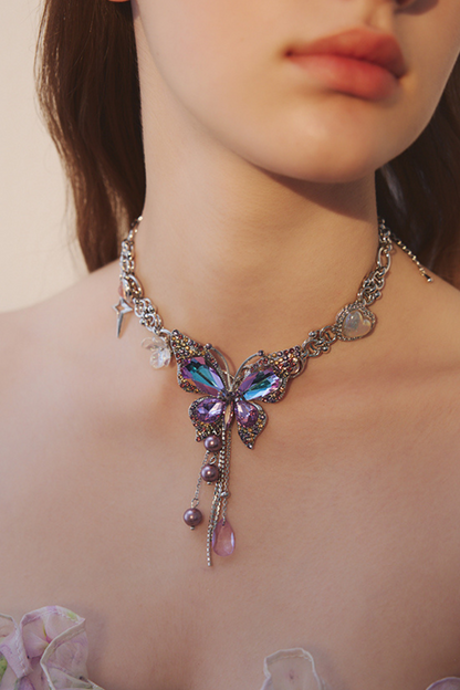 teardrop tassel butterfly necklace