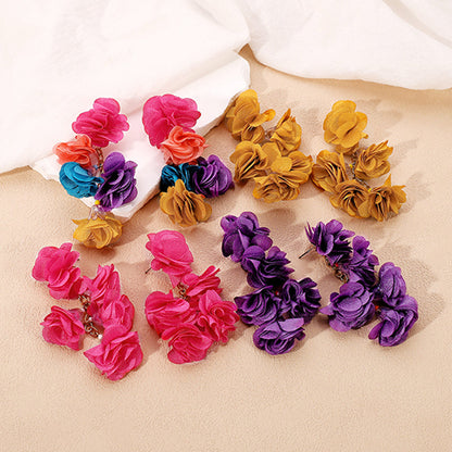 Bohemian Ethnic Style Colorful Flower Tassel Earrings
