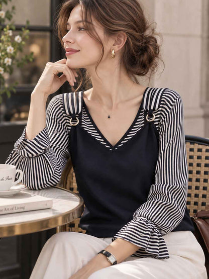 Navy Blue Striped Top
