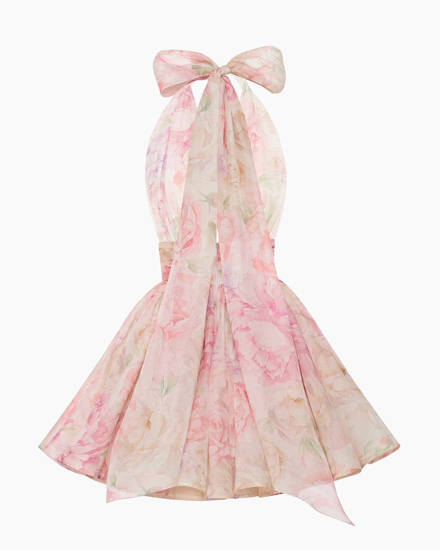 murray floral print halter backless mini dress - pink