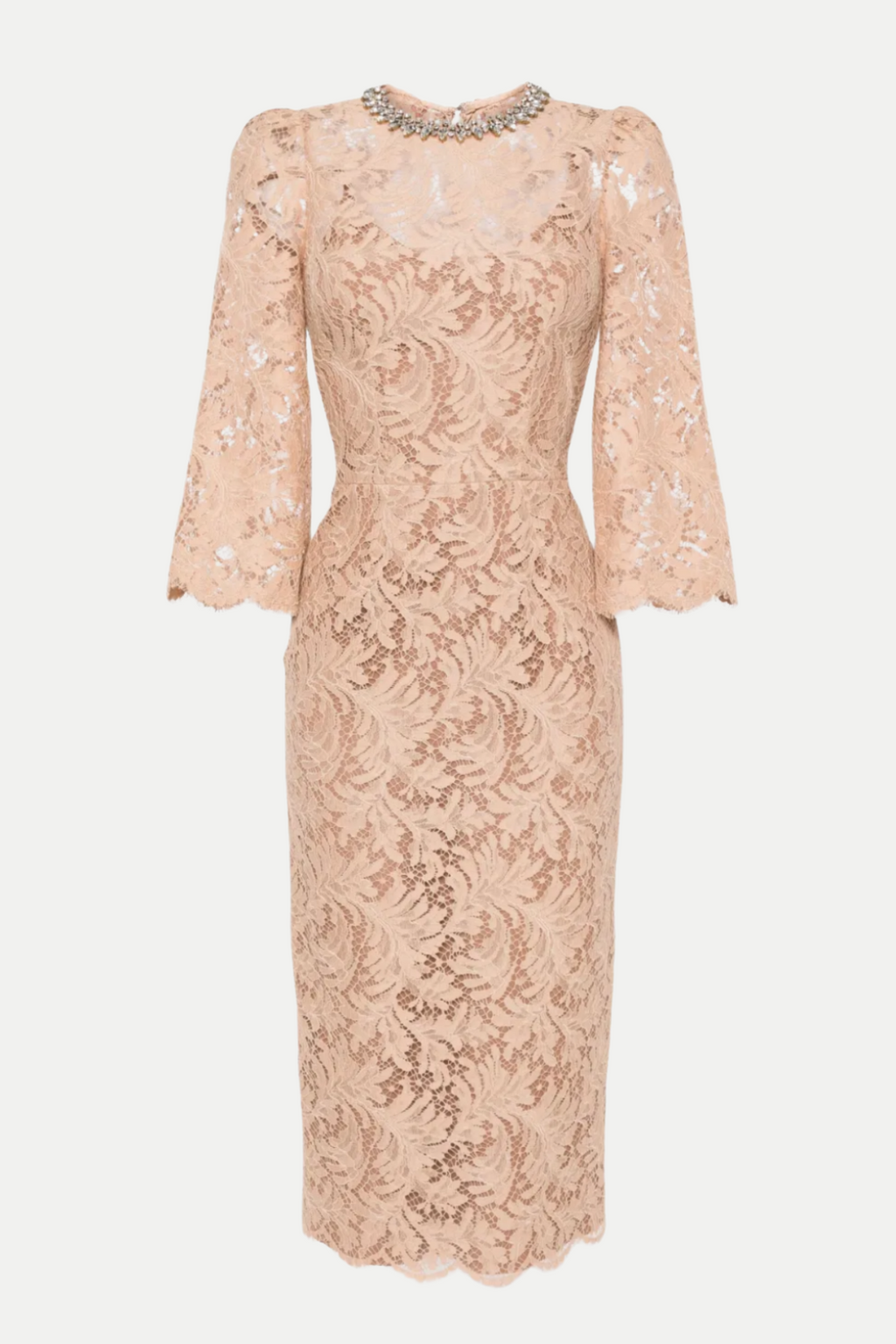 Acotas Lace Crystal-embellished Midi Dress - Nude