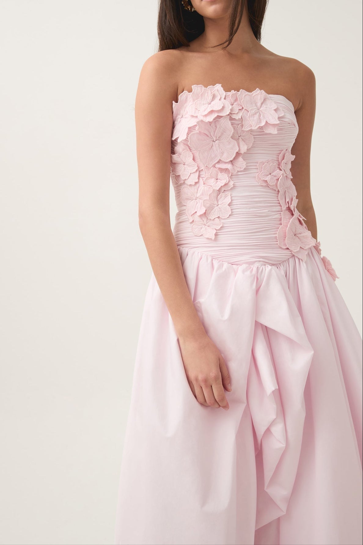 nancy Bubble Hem Maxi Dress in Pastel pink