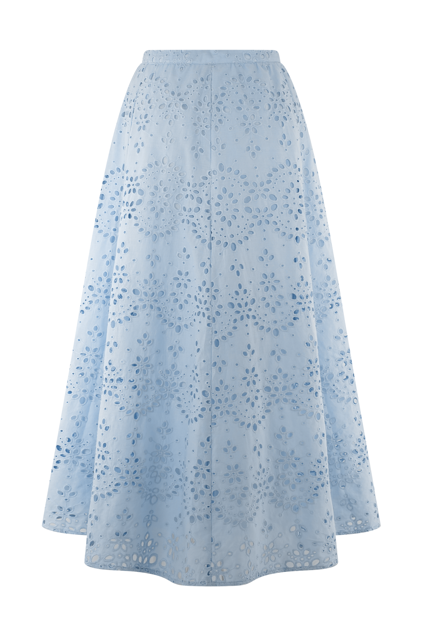 Scalloped V Neck Eyelet Embroidery Sleeveless Midi Dress