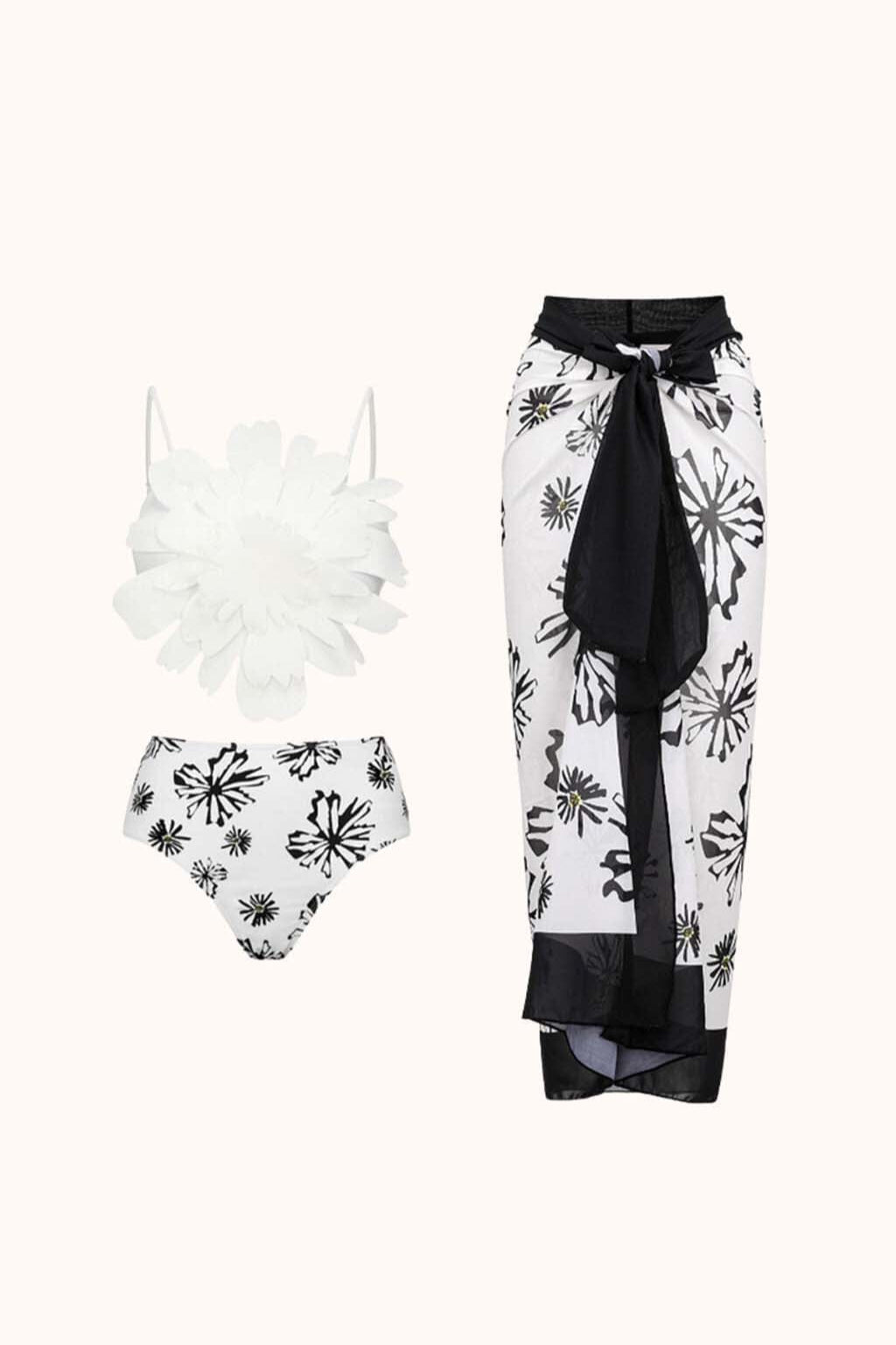 Aurea Flower Swimwear Three Piece Set Swimwear styleofcb 