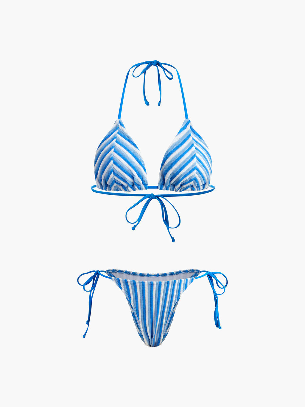Halter Triangle Striped Bikini Set