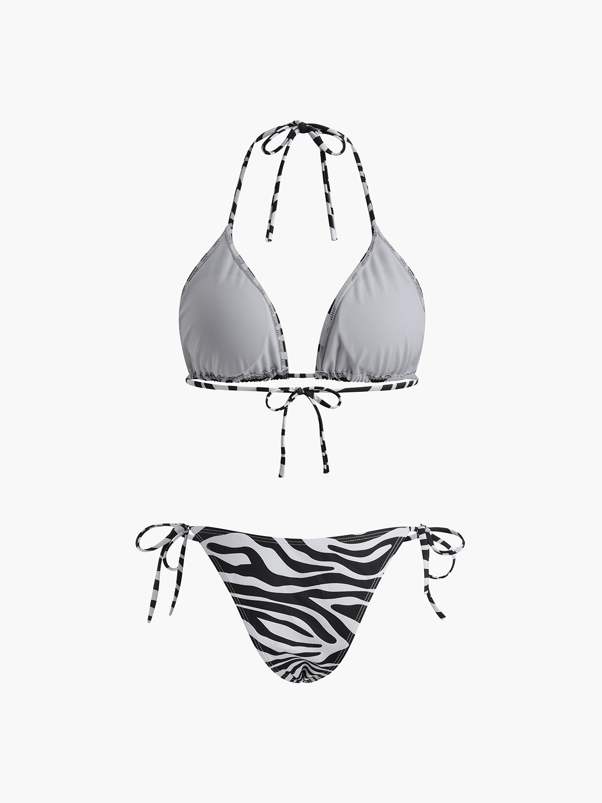 Zebra Striped Triangle Bikini Set