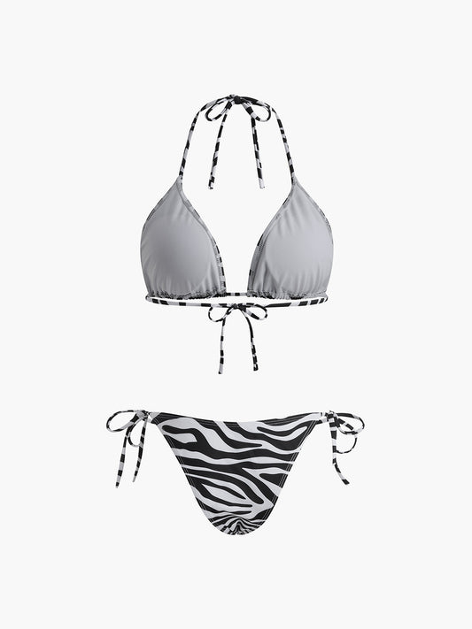 Zebra Striped Triangle Bikini Set