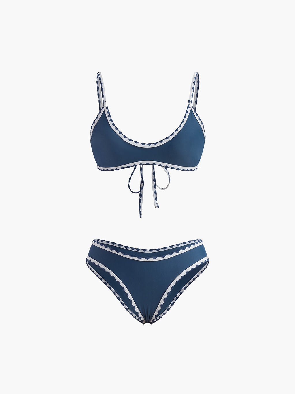 Contrast Cut Knotted Bikini Set