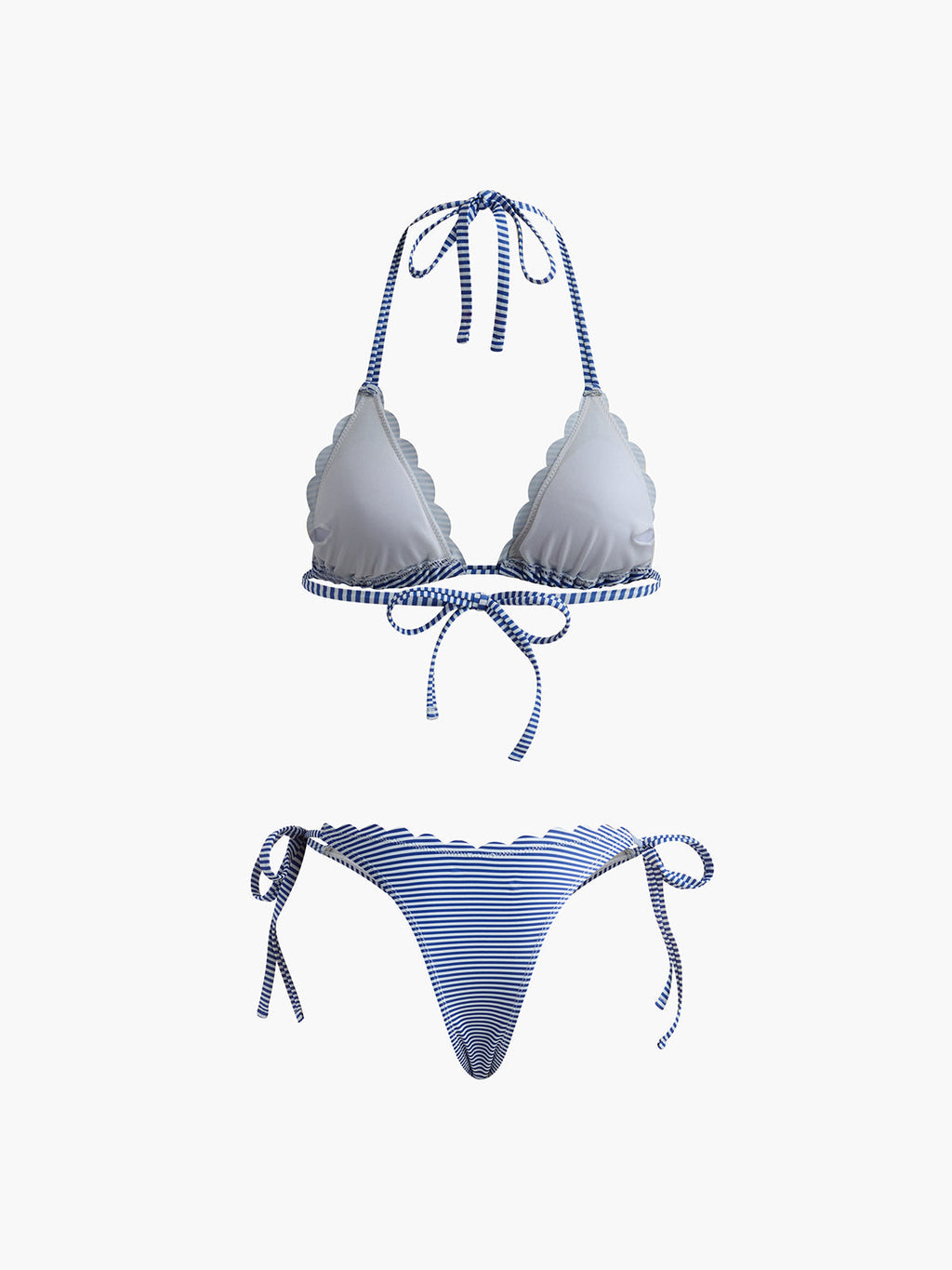 Bikini imbottito rimovibile a righe con scollo all'americana