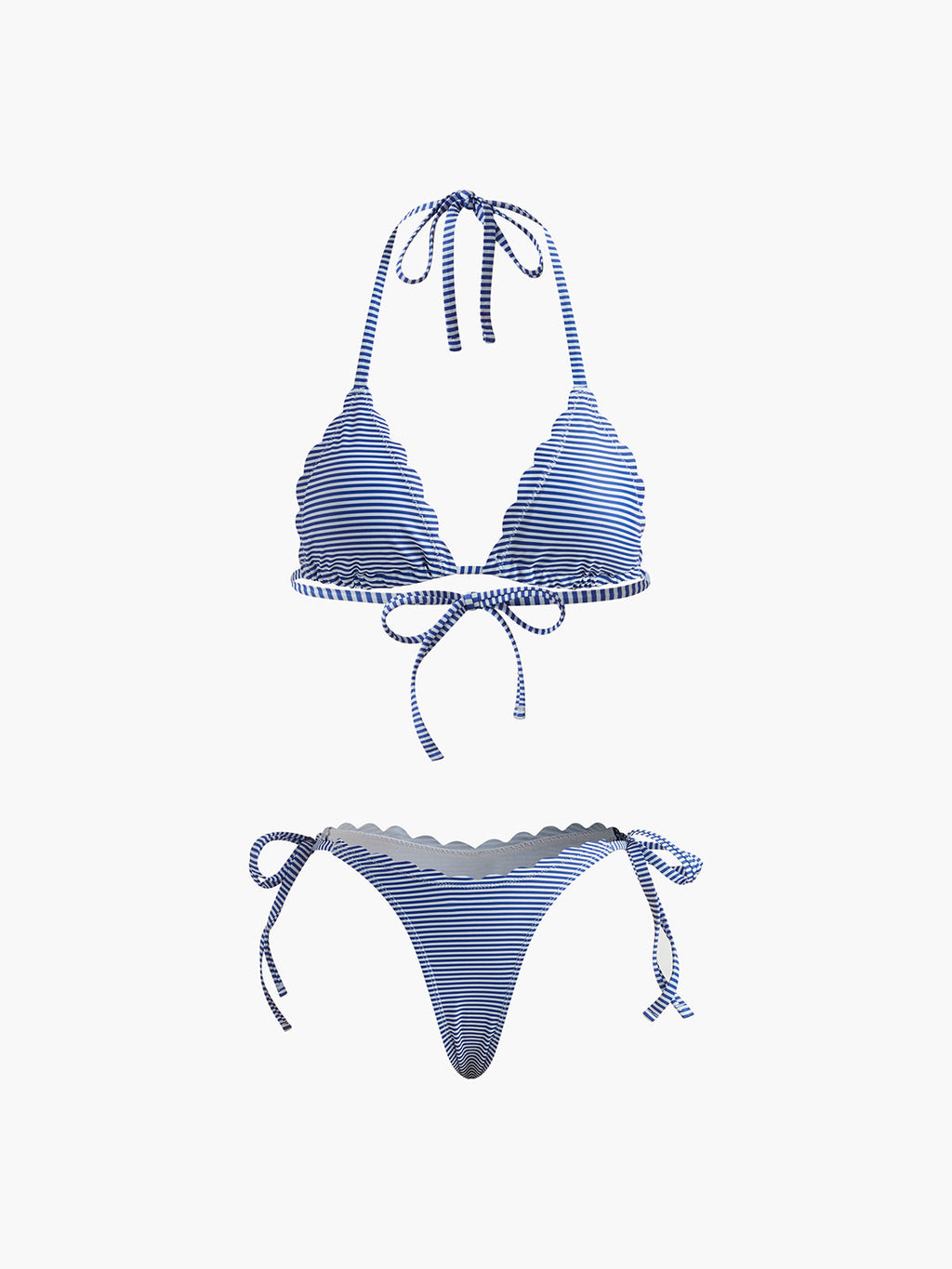 Bikini imbottito rimovibile a righe con scollo all'americana