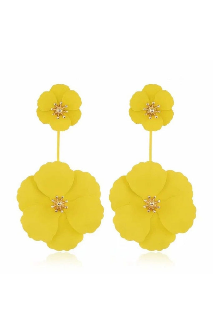 BOHEMIAN ALLOY FLOWER LONG EARRINGS