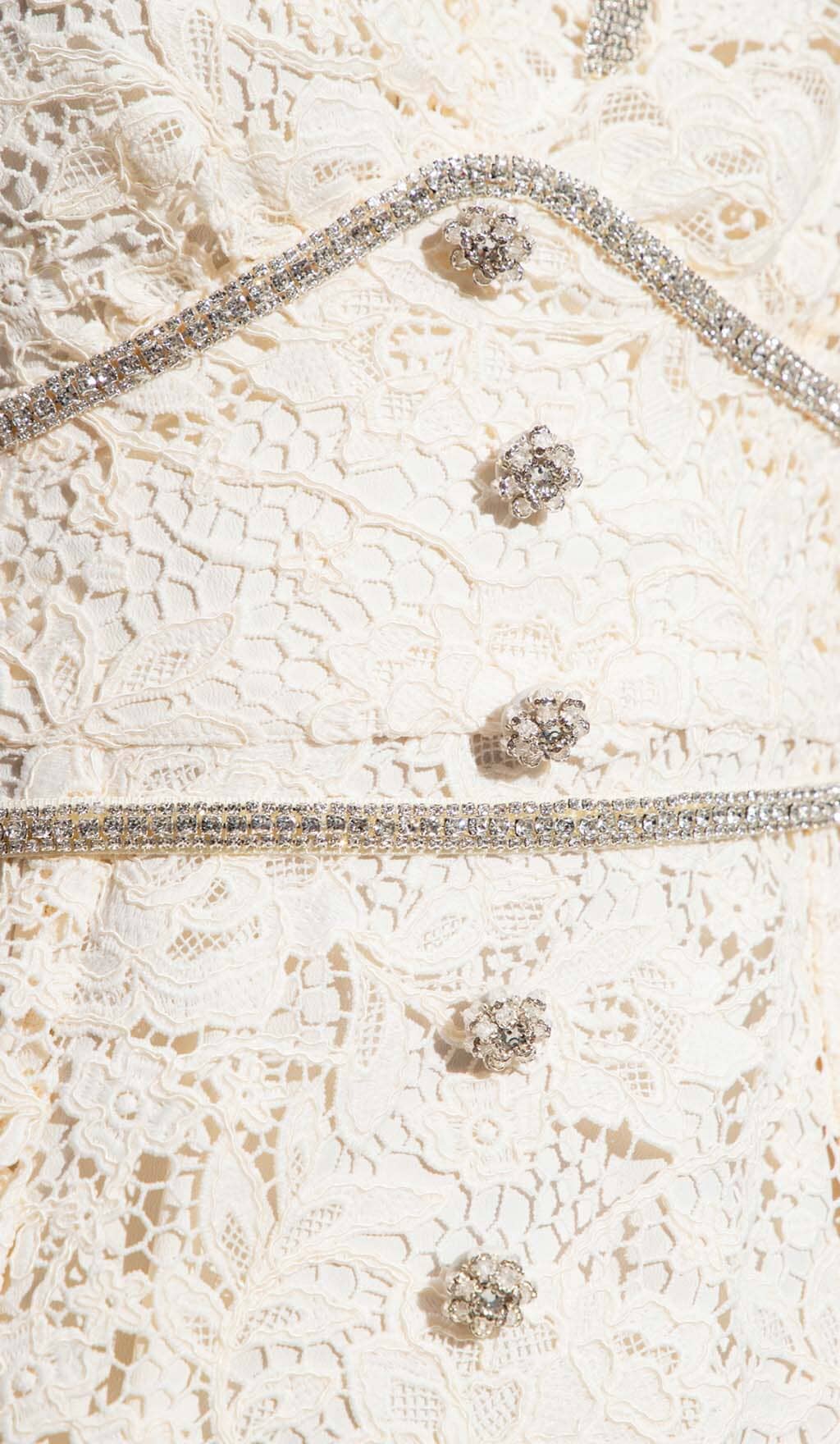 FLORAL LACE BOW MIDI DRESS IN IVORY