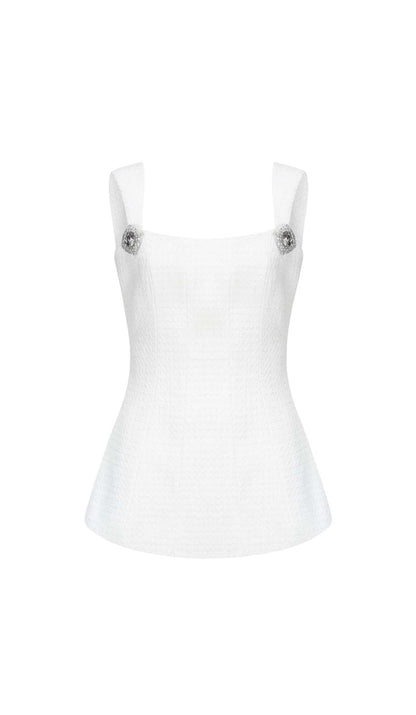 BOW-EMBELLISHED RHINESTONE SET IN WHITE