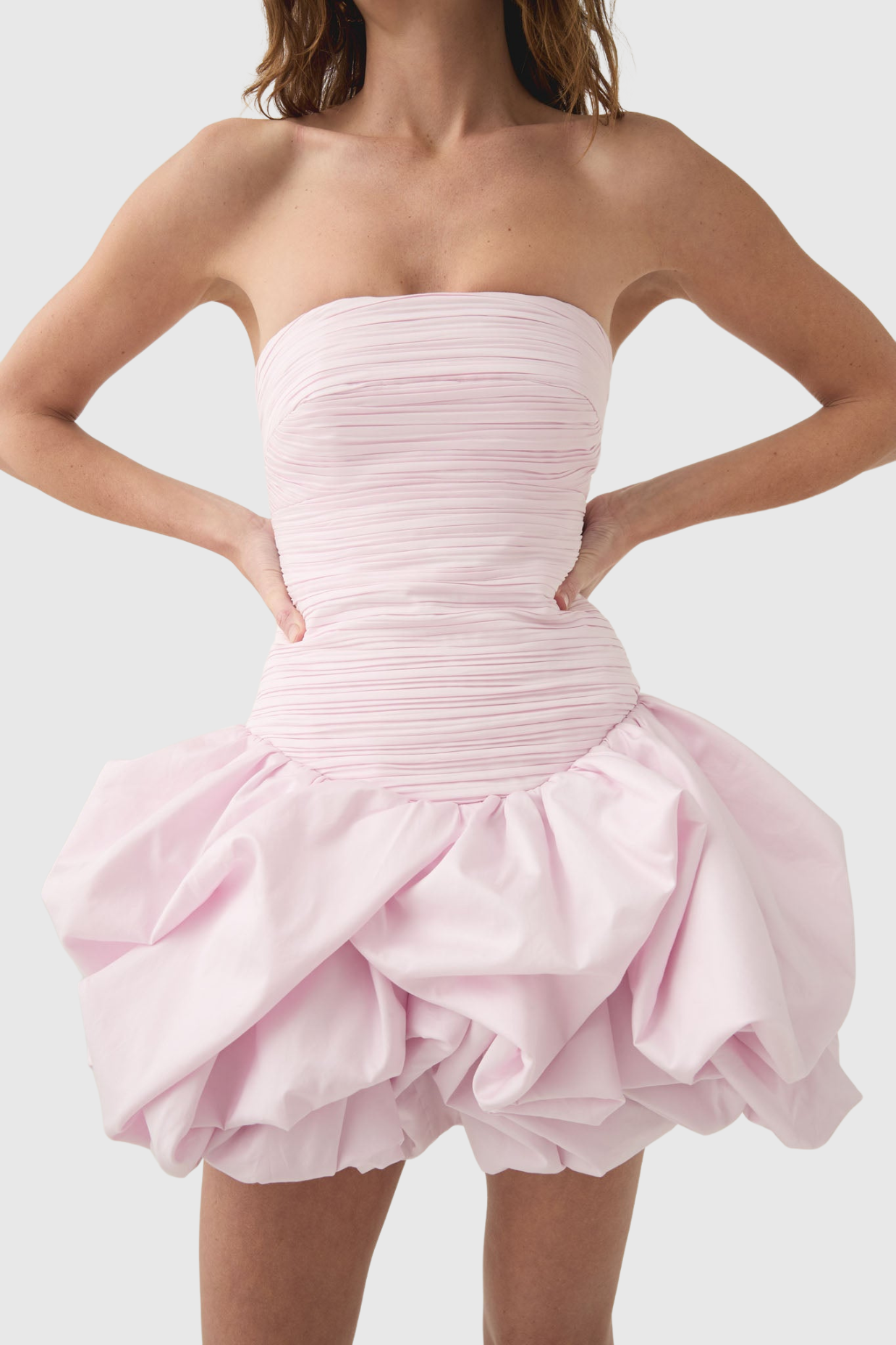 Coleka 3d flower Strapless Ruched Mini Dress - Pink