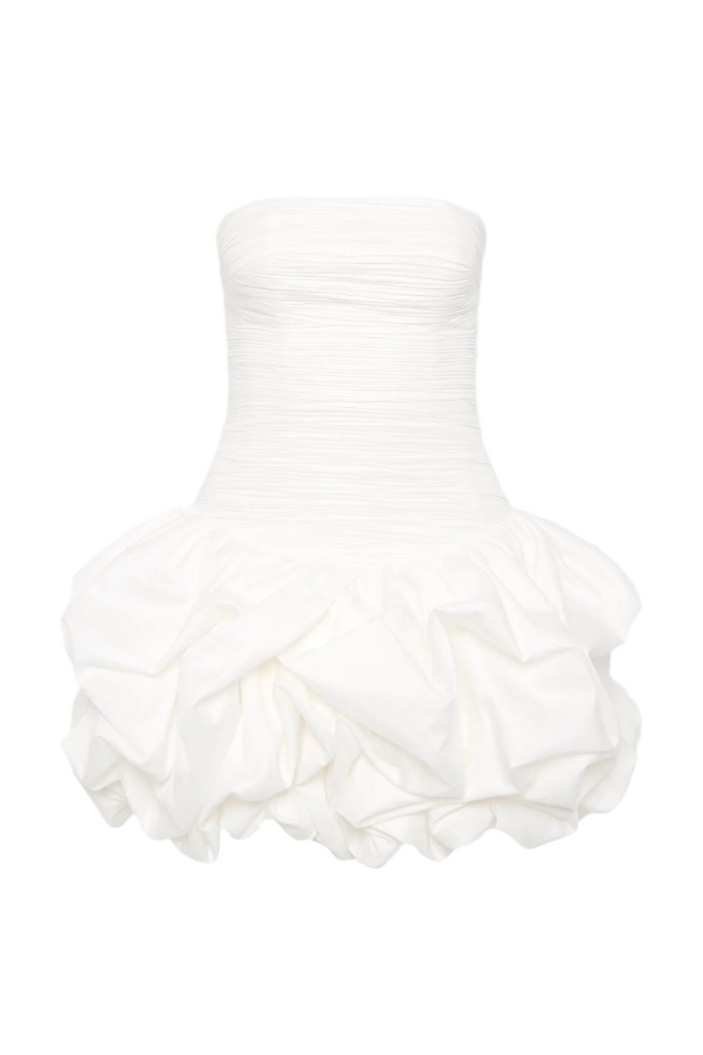 Coleka 3d flower Strapless Ruched Mini Dress - White
