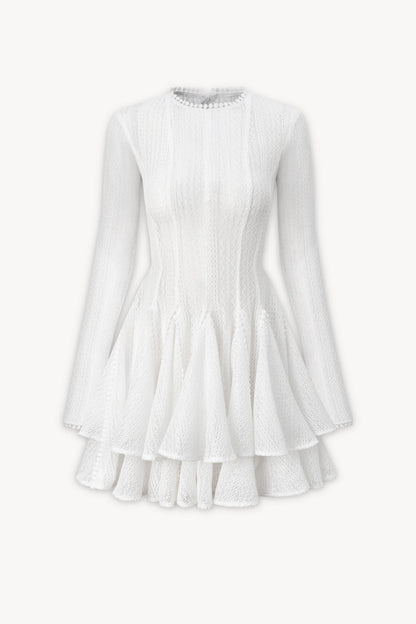GIANA Long Sleeve Crochet Mini Dress