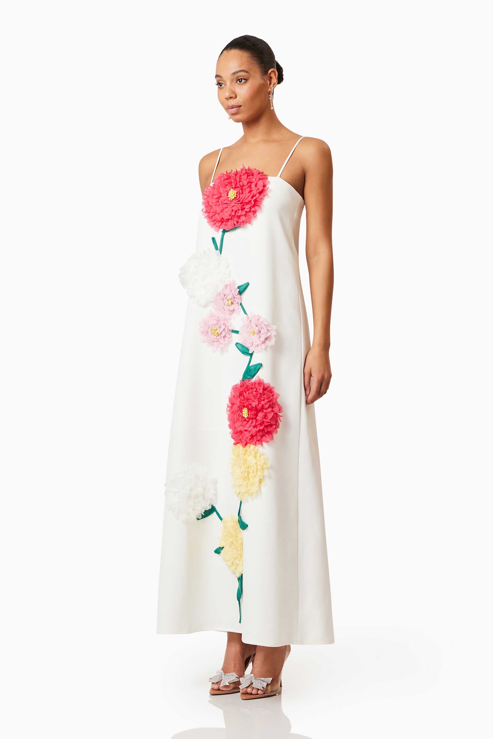 judy Buttercup Embroidered Maxi Dress in White