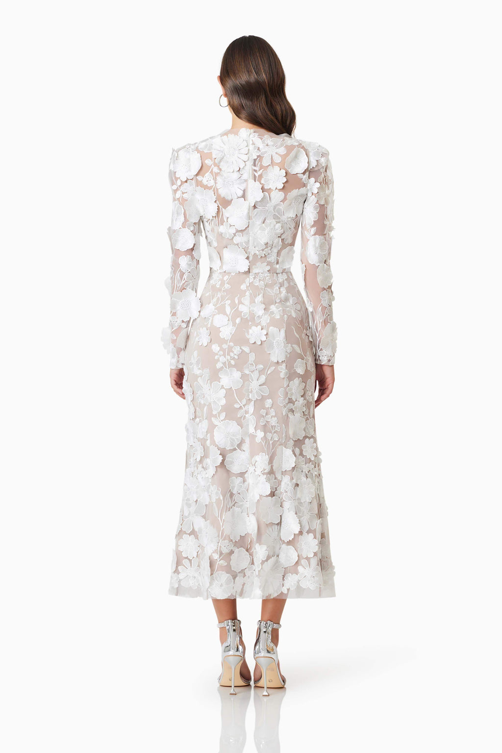 Abito midi Shannon 3D floreale bianco