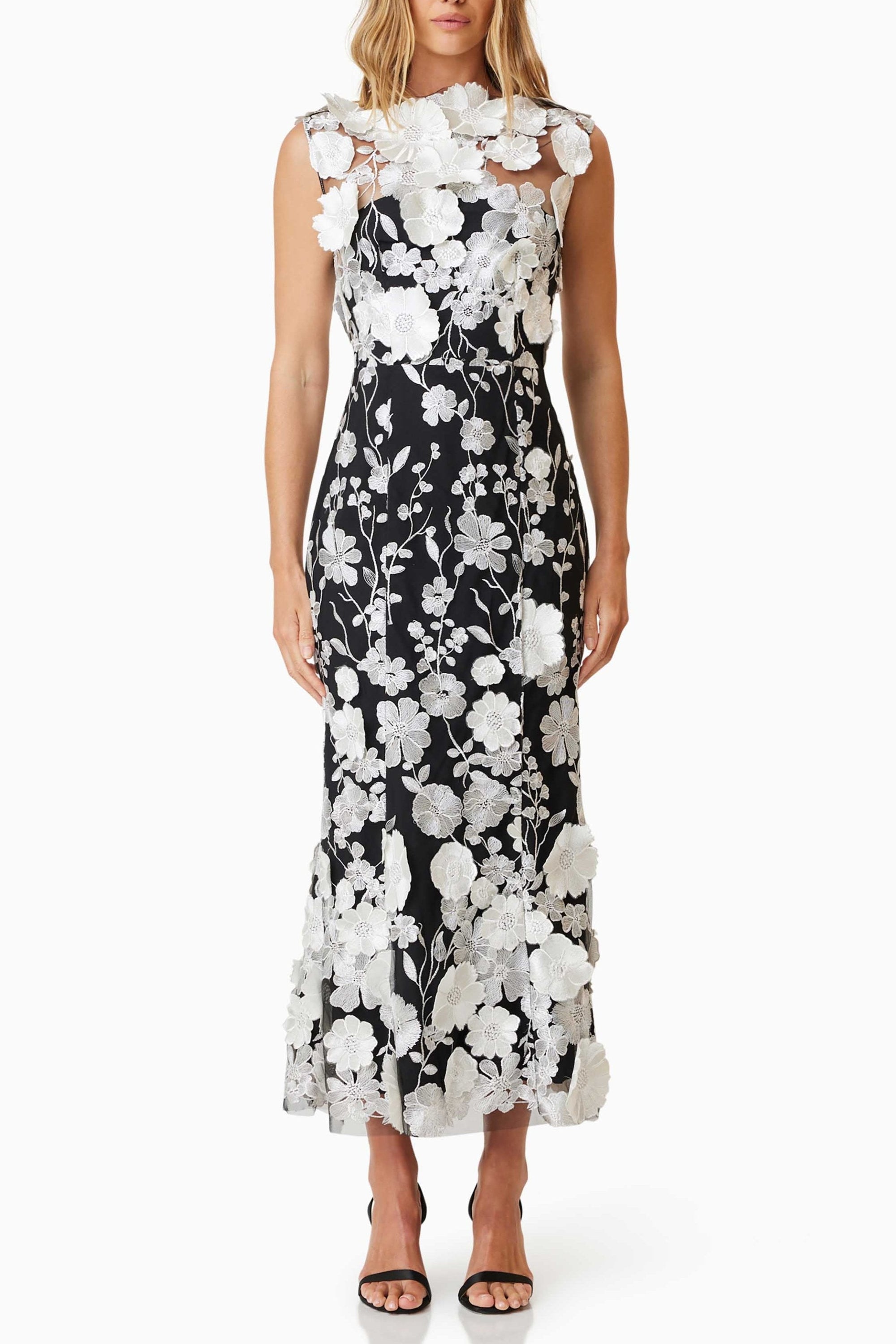 Selene Cocktail Midi Dress in Black