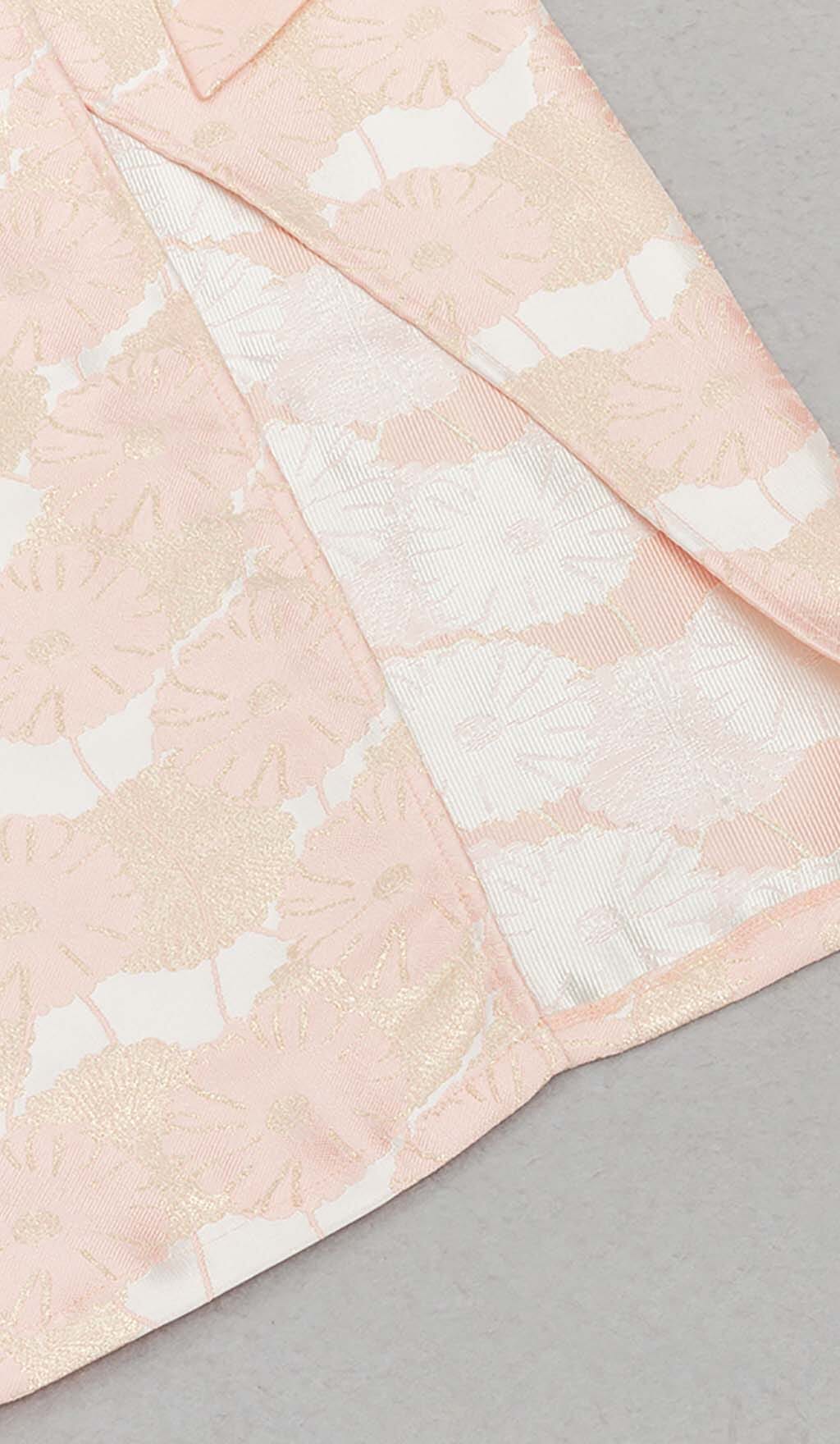 ABITO MIDI CON SPACCO E NODO INCROCIATO FLOREALE ROSA