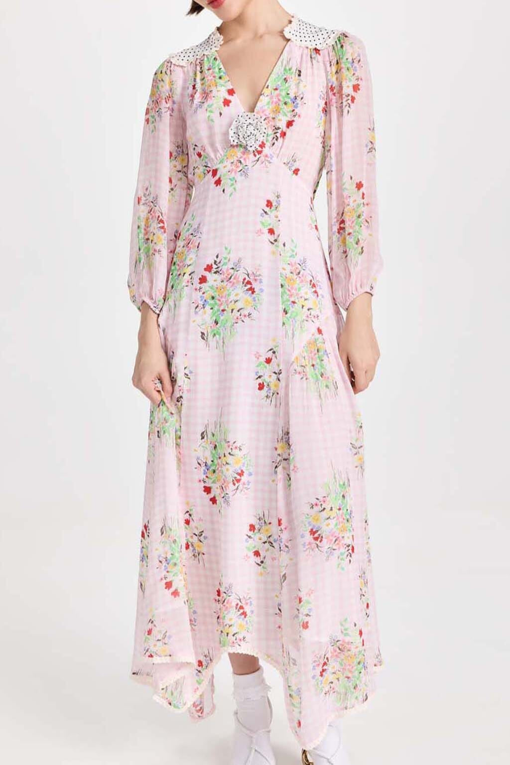 FLORAL PRINT MIDI DRESS IN PINK
