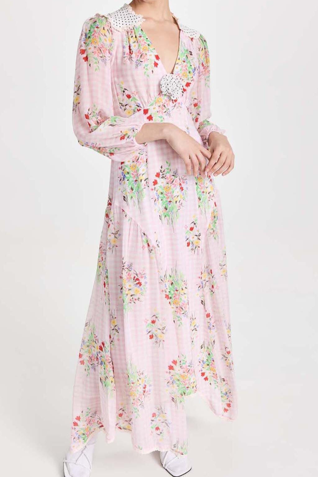 FLORAL PRINT MIDI DRESS IN PINK