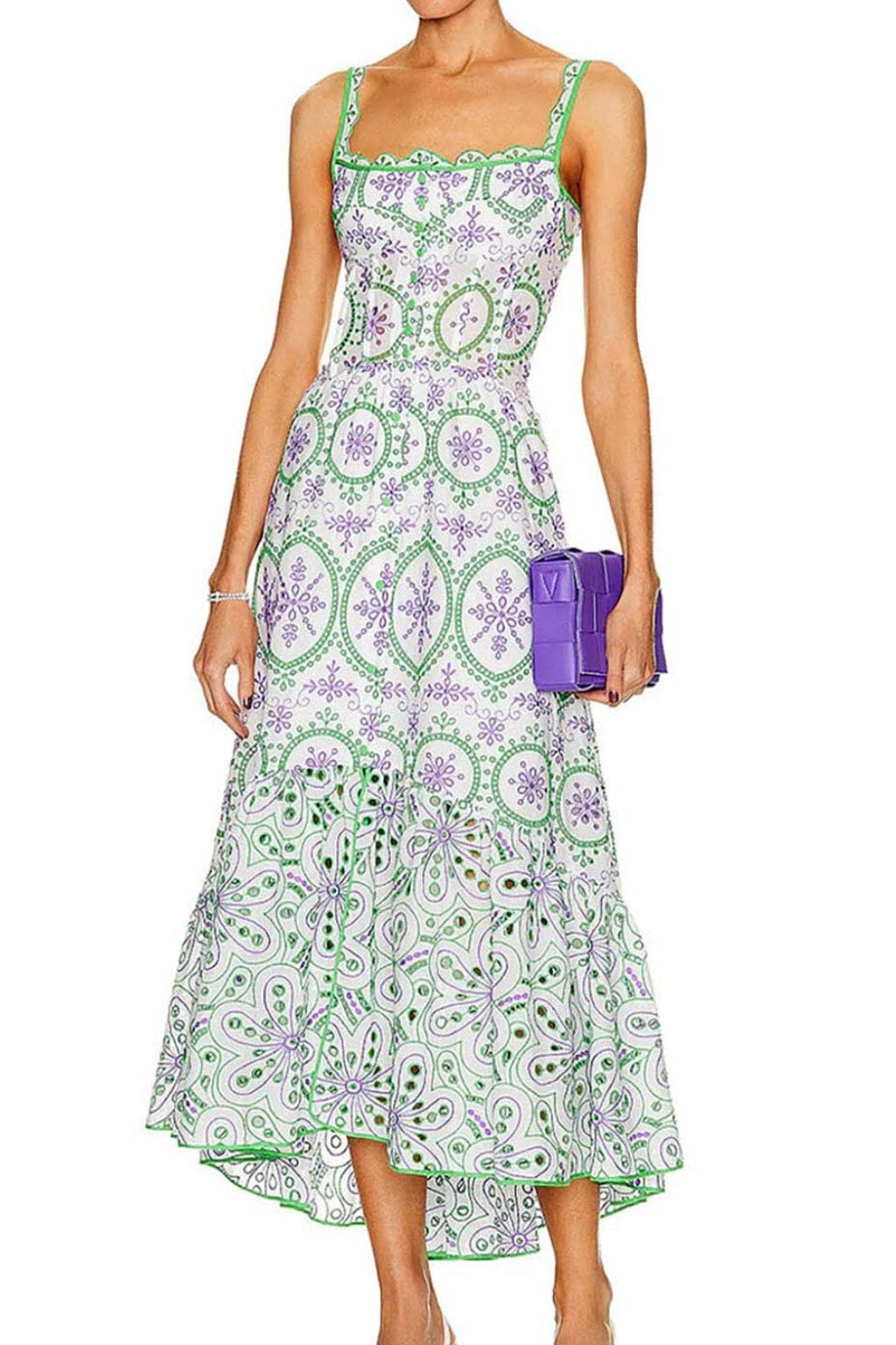 FLORAL EYELET EMBROIDERED MAXI DRESS IN ROSE PETALS