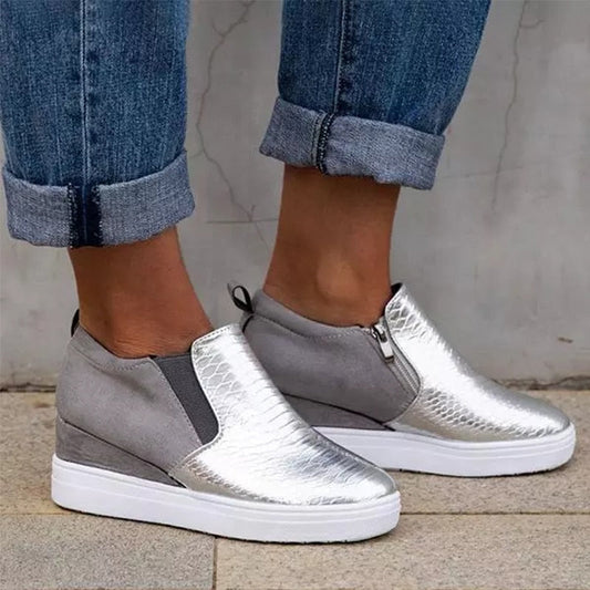 Snake PU Leather Platform Wedges Shoes