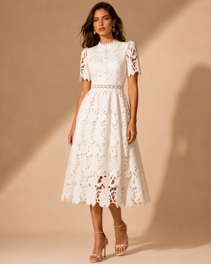 Whispering Bloom Lace Label Dress
