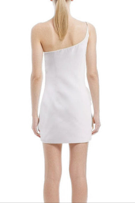 EMILY FLOWER HALTER NECK MINI DRESS IN WHITE